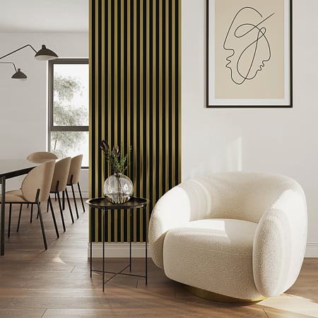 Panou decorativ Linea Slim, 3 lamele, MDF, auriu/negru, interior, 265 x 15 cm