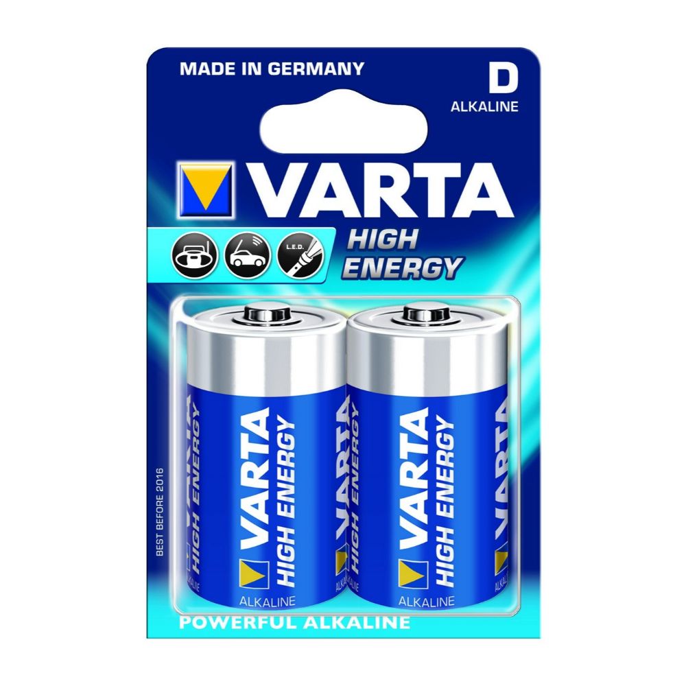 Baterii Varta High Energy, alcaline, D, 2 buc alcaline