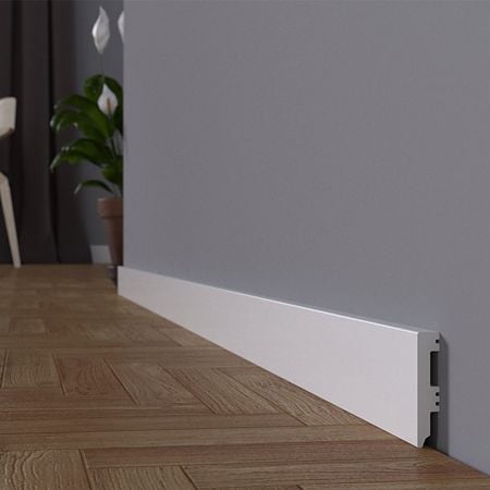 Plinta pardoseala Rubin 60 polimer dur, rezistenta la apa, alb, 2200 x 60 x 12 mm