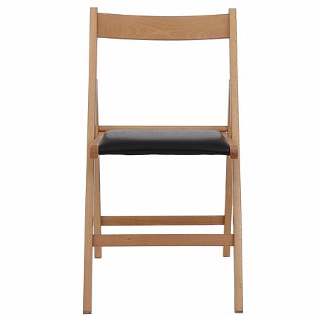 Scaun pliabil lemn Basic, fag-negru, sezut piele ecologica, 79 x 42 cm