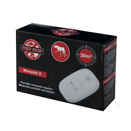 Dispozitiv portabil antitantari PEST STOP Mosquito X, 2 x AAA 1.5 V, alb, 7.5 x 4.5 x 2.8 cm