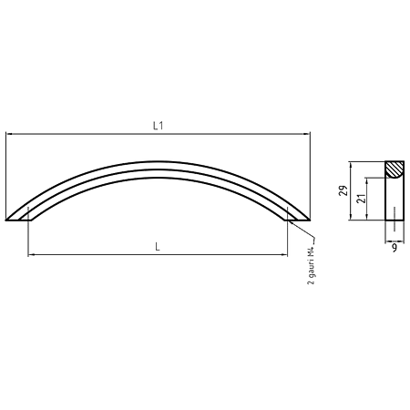 Maner AA360 128 mm, aluminiu mat Maner AA360 128 mm, aluminiu mat