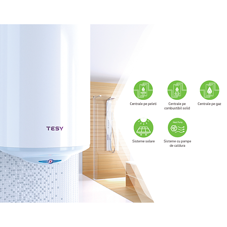 Boiler termoelectric 120 l Tesy BiLight Double HE GCV7/4S1204420 B11TSRCP2, 2000 W, vertical, 2 serpentine, 1 rezervor, alb, 39.15 kg, 1150 x 440 x 440 mm