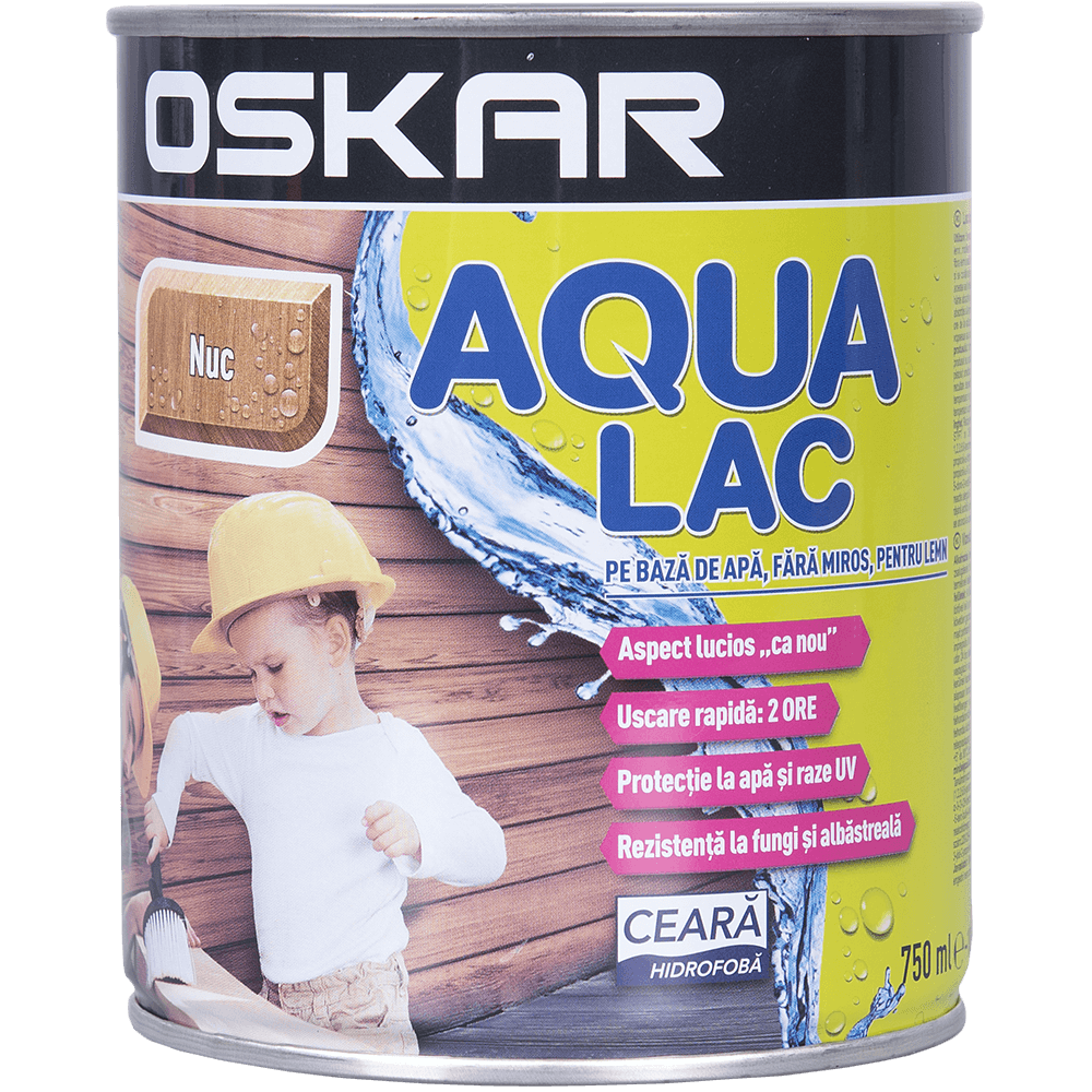 Lac pentru lemn Oskar Aqua, nuc, interior/exterior, 0.75 l 0-75