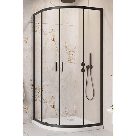 Inchidere dus Radaway Alienta Black A, culisant, sticla 5 mm, Easy Cleen, 90 x 90 x 1900 cm