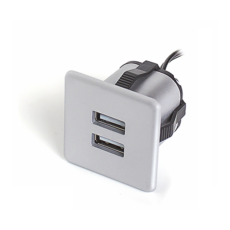 Mufa incarcare USB dubla, Furnika, 2 prize,0,15 m, aluminiu, IP20 
