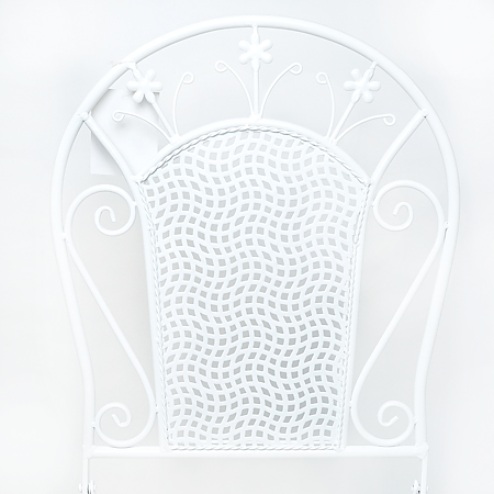 Scaun metalic terasa, dantelat, sezut rotund, alb, diametru 42 cm, 94 cm