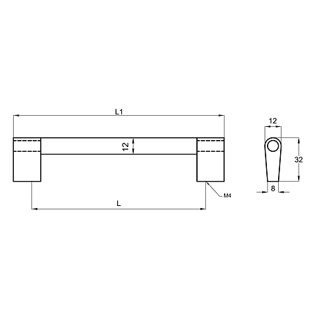 Maner aluminiu mat cu terminatii zamac Teko FA 23615, finisaj crom, M4, 96 mm