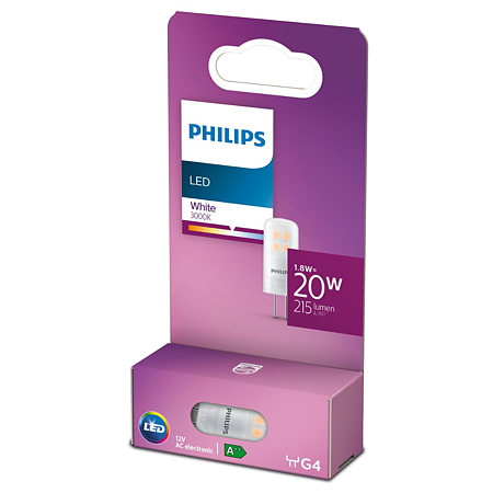 Bec LED capsula Philips, G4, 20W, alb, lumina calda 3000 K Bec LED capsula Philips, G4, 20W, alb, lumina calda 3000 K
