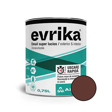 Email alchidic Evrika S5002, pentru metal/lemn/zidarie, interior/exterior, maro  RAL 8015, 0.75 l