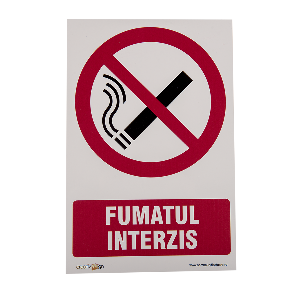 Semn Fumatul interzis, PVC, 15 x 20 cm