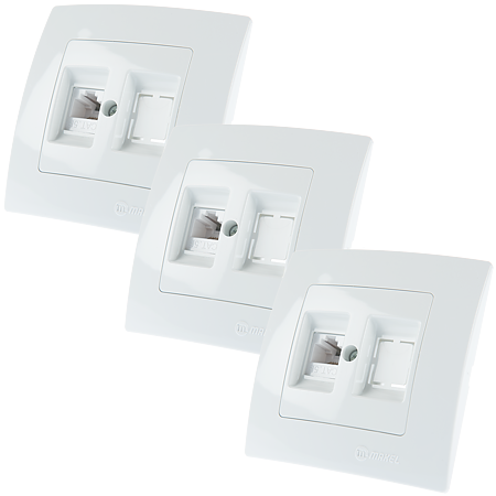 Priza dubla date RJ45 UTP cat 5 Lilium Natural Kare, Makel 32001035, alb Priza dubla date RJ45 UTP cat 5 Lilium Natural Kare, Makel 32001035, alb
