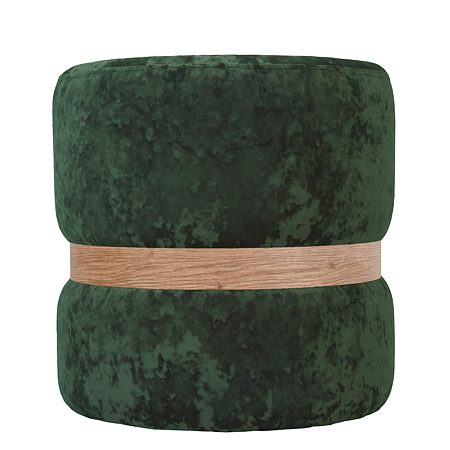 Taburet Ring, inel stejar, catifea verde E57, rotund, 38 x 38 x 40 cm