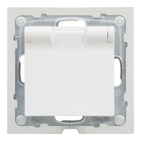 Priza cu capac Legrand Suno 2P+T, IP44, 250 V, alb 