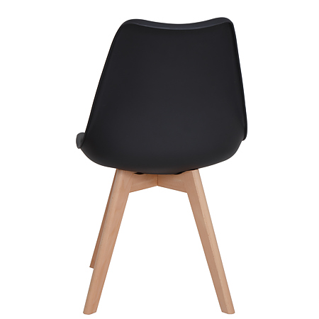 Scaun bucatarie tapitat negru Depozitul de scaune Celia, piele ecologica, cadru lemn, max. 110 kg, 48.5 x 50 x 82.5 cm