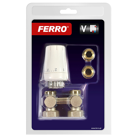 Set termostatic drept Ferro ZTV07, alama/plastic, alb, racord 3/4"