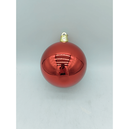 Glob decorativ de Craciun, rosu, lucios, plastic, 15 cm