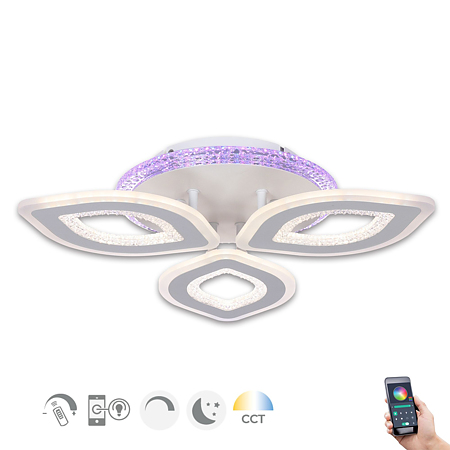 Plafoniera LED Doris,functie inteligenta WI-FI, 3 x 74 W, 46 x 46 x 9 cm