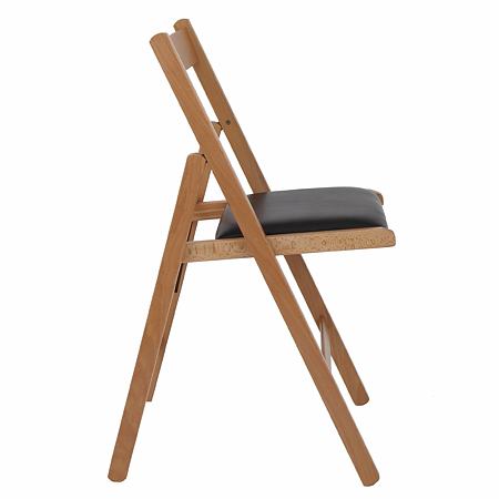 Scaun pliabil lemn Basic, fag-negru, sezut piele ecologica, 79 x 42 cm