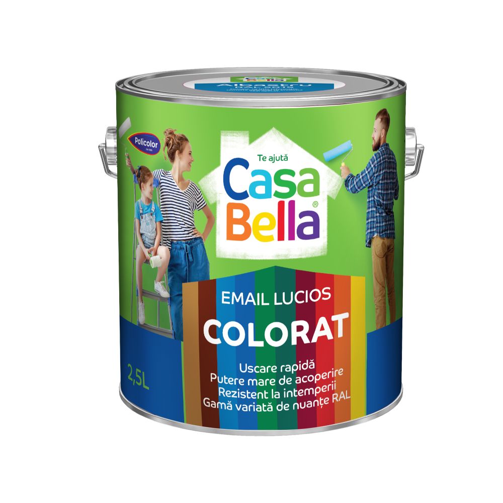 Vopsea alchidica/email Casabella Policolor, pentru lemn/metal, interior/exterior, cream, 2.5 l