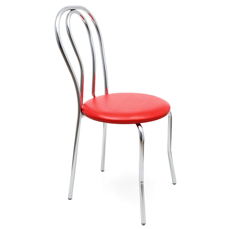 Scaun bucatarie tapitat rosu IP21900 Depozitul de scaune Tulipan, tapiterie piele ecologica, cadru metal argintiu, max. 100 kg, 40 x 48 x 89 cm
