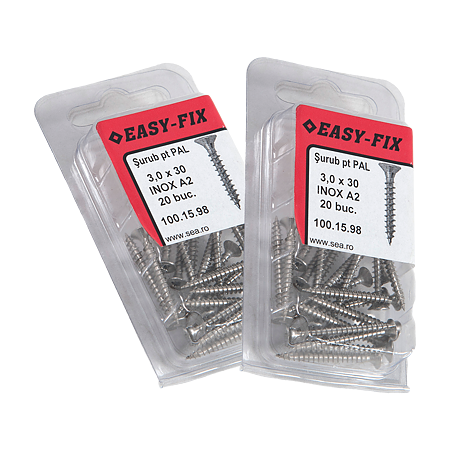 Set holsuruburi, cap inecat, inox, 3 x 30 mm, 20 bucati