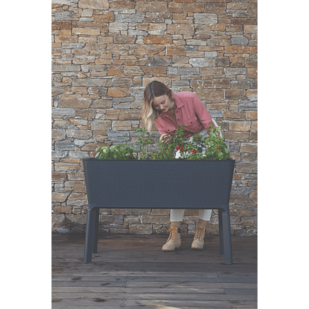 Jardiniera cu picioare Keter, plastic, gri, 120 l