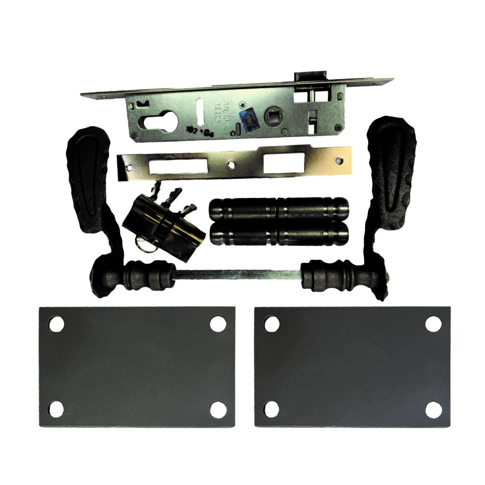 modele porti fier forjat cu poarta mica inclusa Set montaj poarta pietonala Ferrobrand, fier forjat, negru