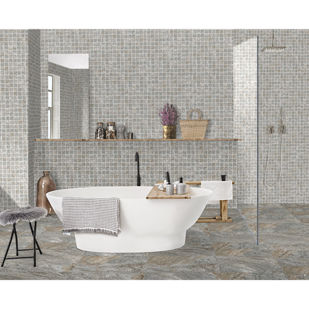 Gresie interior/exterior portelanata Cesarom Quartz, gri, patrat, grosime 9 mm, 30 x 30 cm