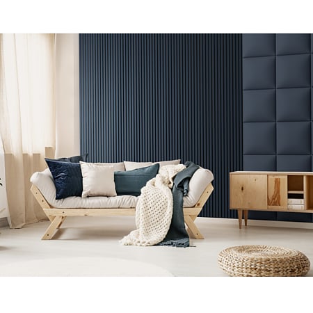 Panou decorativ Linea Acustic, 6 lamele, MDF, bleumarin/negru, interior, 265 x 24.5 x 2.2 cm