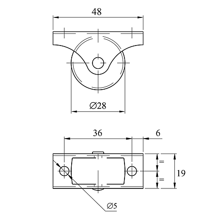 Rotila fixa D28 x 33 mm