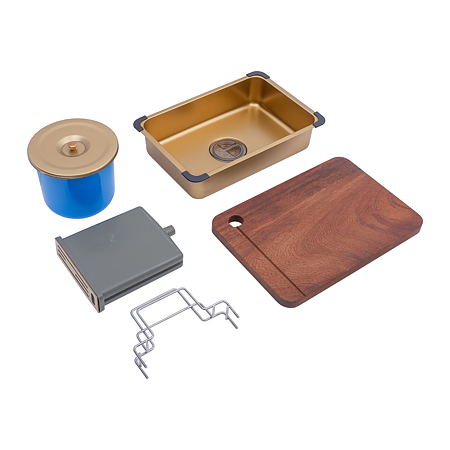 Chiuveta bucatarie Sandonna Handmade HD9250, inox, auriu, 1 cuva stanga, 92 x 50 cm