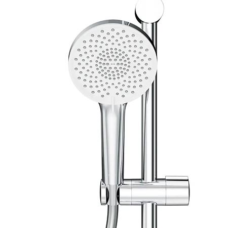 Coloana dus AM.PM X-Joy, bara reglabila, baterie cu polita, para de dus fixa, para de dus mobila cu 3 functii, furtun 175 cm, alama si plastic ABS