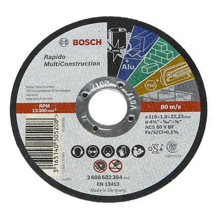 Disc debitare universal, Bosch Rapido Multi Construction, 115 x 22.23 x 1 mm
