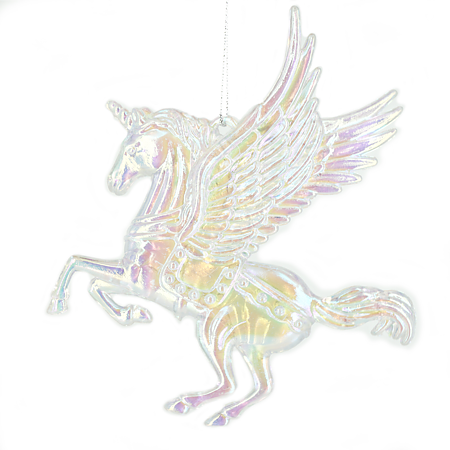 Decoratiune de Craciun pegasus, iridescent, plastic, 12 x 11 cm