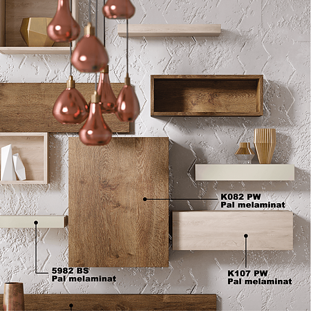 Pal melaminat Kronospan, Stejar bourbon K082 PW, 2800 x 2070 x 18 mm