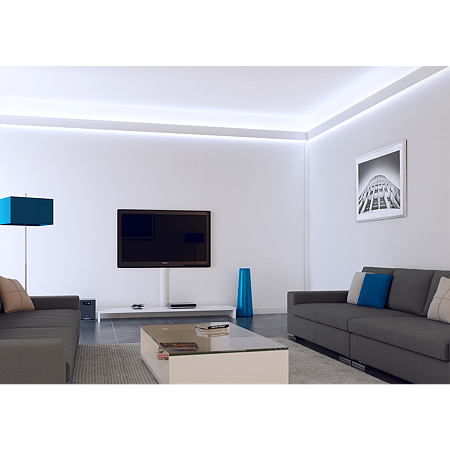 Sistem de iluminat cu bagheta decorativa LED Vidella, 2 benzi, 2 x 2 m + 1 m + LED 5 m, lumina rece