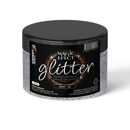 Sclipici decorativ Glitter G2 Magic Efect, 150g, silver, 150 gr
