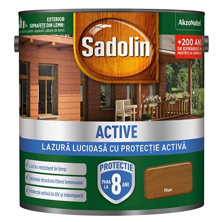 Lazura lucioasa pentru lemn Sadolin Active, nuc, interior/exterior, 5 l