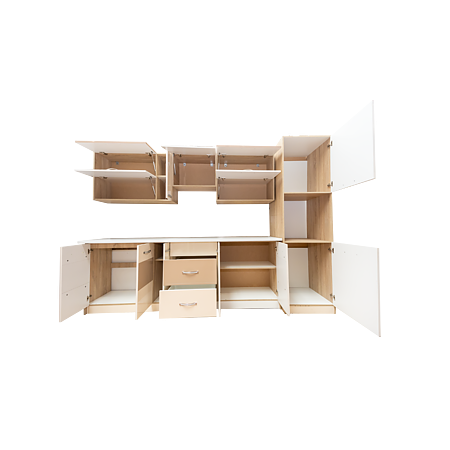 Mobila bucatarie B6 Marina, MDF furniruit, finisaj lucios, crem-maro, lungime 3 m Mobila bucatarie B6 Marina, MDF furniruit, finisaj lucios, crem-maro, lungime 3 m