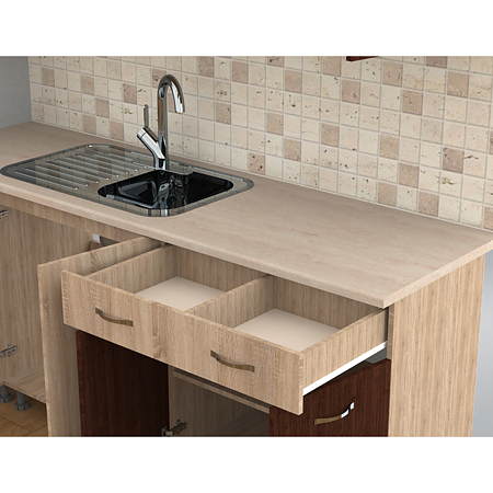 Mobila bucatarie Cooky, stejar sonoma - wenge magia, pal melaminat, lungime 2 m Mobila bucatarie Cooky, stejar sonoma - wenge magia, pal melaminat, lungime 2 m