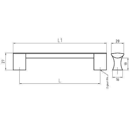 Maner AA610 128 mm, aluminiu mat