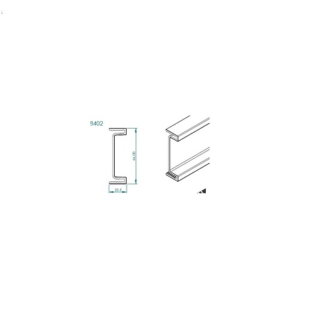 Profil Gola 8402, orizontal/vertical, plastic, alb, 3 m