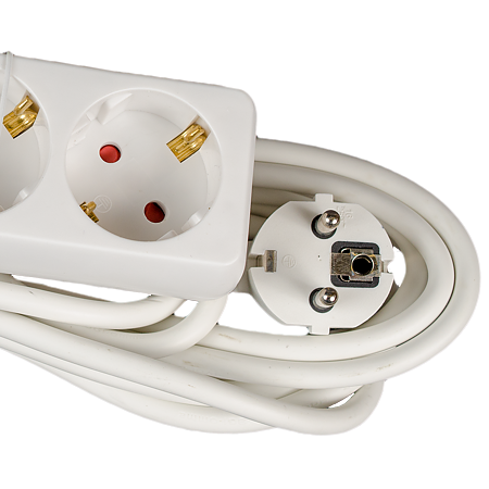 Prelungitor cu 3 prize Schuko,Comtec, cablu 3 x 1 mm si lungime de 5 m, protectie copii, alb
