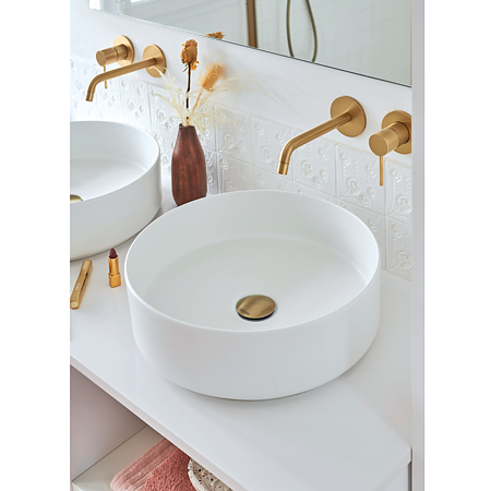 Ventil cu corp de scurgere Wirquin, universal, cu surub central, Quick-clac, alama, auriu periat Ø1''1/4 inchi x Ø 63mm