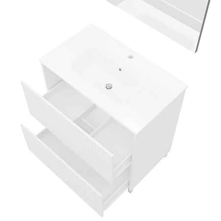 Set mobilier baie Savini Due Parma, oglinda + baza, PAL/MDF, alb, 80 cm