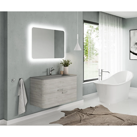 Baza Savini Due Geos, suspendat, MDF, lemn nordic, 2 sertare, 100 x 46 x 56 cm