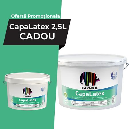 Vopsea lavabila interior Caparol CapaLatex, alb, 15 l + cadou 2.5 l