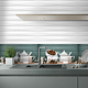 Faianta decorativa Spring Stripes Kitchen pentru bucatarie, finisaj lucios, multicolor, model ce imita vesela de bucatarie, 60 x 30 cm