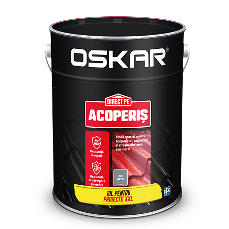 Vopsea Oskar Direct pe acoperis, gri metalic, exterior, 10 l
